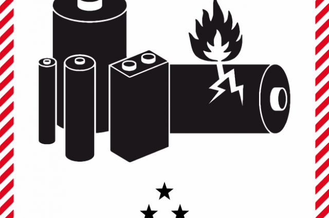 Fire warning graphic for lithium batteries